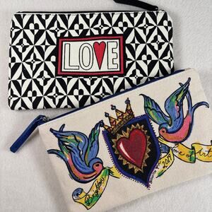 Brighton Canvas Cosmetic Bags Set of 2, Love of Art 2019 Black White Love Hearts